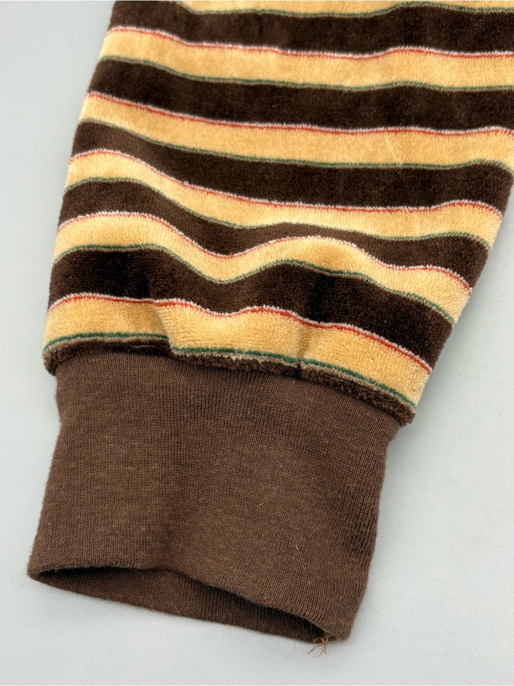 JCPenney Velour Shirt Mens Large Vintage 1970s Disco Hipster Skate Brown Striped - Picture 3 of 7